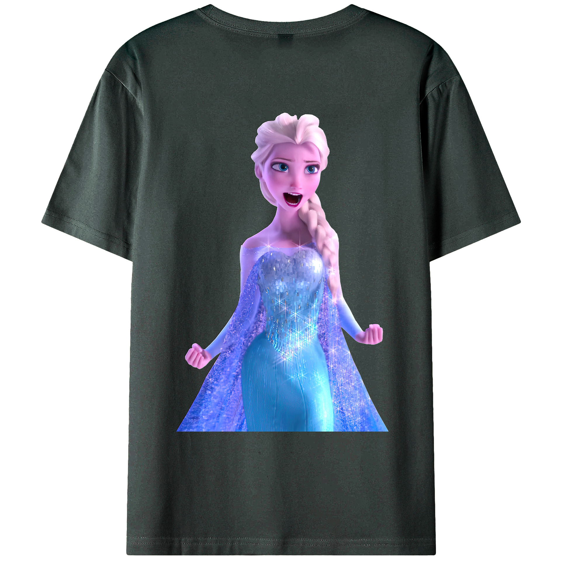 （画像用） アナと雪の女王 アンナ エルサ Frozen Anna Elsa 綿100％ メンズ半袖Tシャツ（バックプリント） 通気性